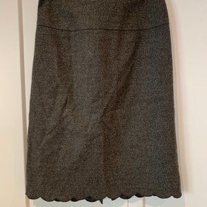 DKNY Wool Pencil Skirt with scalloped detail on hem